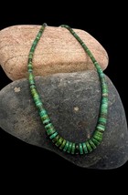 Santo Domingo Handmade Sterling Natural Green Turquoise Heishi Beaded Necklace - £140.31 GBP
