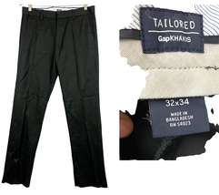 Gap Khaki Blue Slacks 32 X 34 Men&#39;s Tailored Straight Fit 100% Cotton Pants - £14.06 GBP