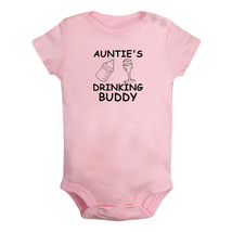 Auntie&#39;s Drinking Buddy Slogan Baby Bodysuit Newborn Romper Toddler Jumpsuits - £8.42 GBP