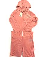 Juicy Couture Bling Velour Tracksuit Hoodie &amp; Pants Set ROSE PINK L NWT ... - €77,12 EUR