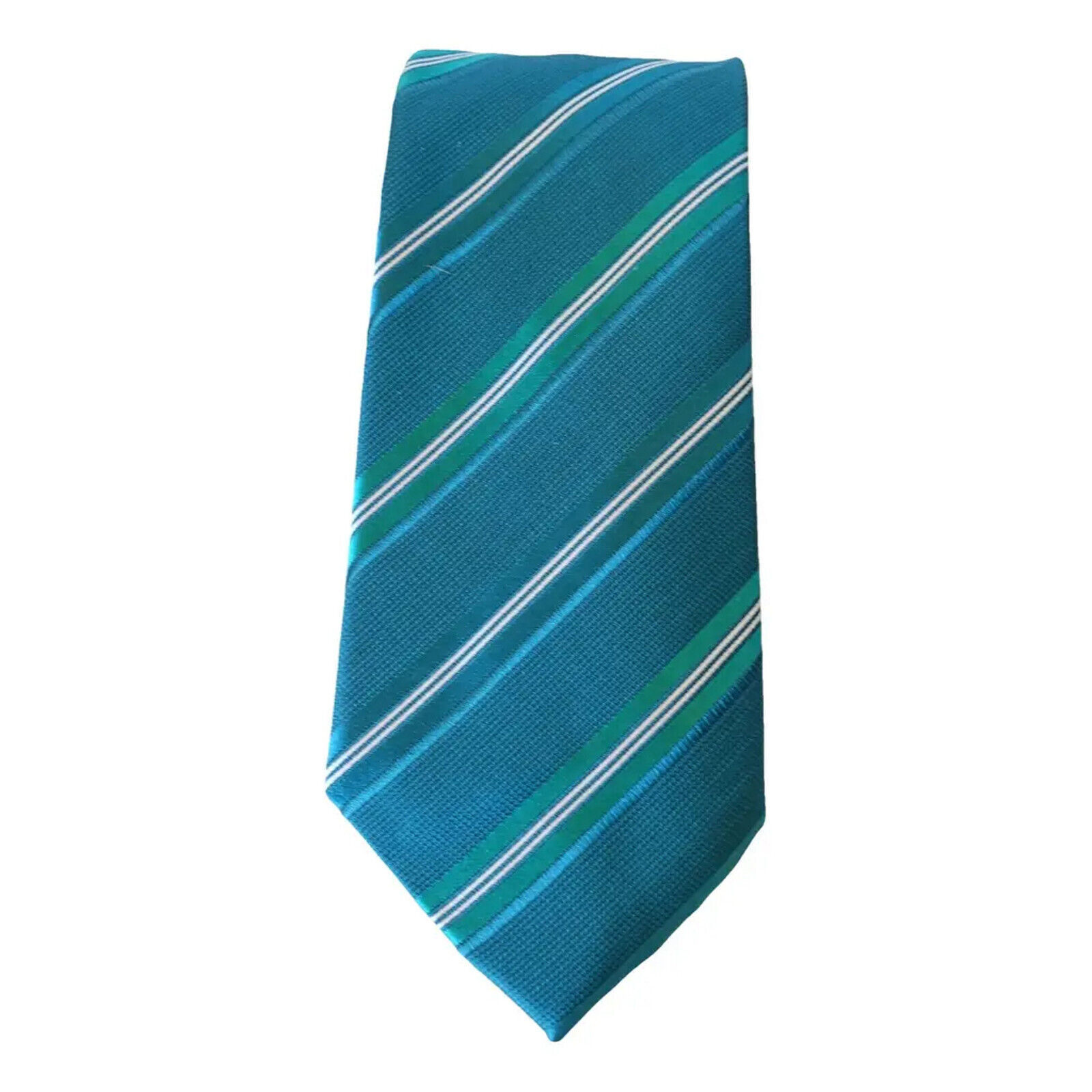 SEAN JOHN Teal Green White Satin Stripes Silk Classic Tie - $19.99