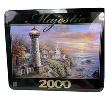Sure-Lox Majestic Lighthouse Haven 2000 pc Puzzle  39&quot; x 27&quot; Tin Box - $12.35