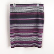 Dressbarn DB Women&#39;s L Purple Textured Stripe Stretch Elastic Waist Penc... - £11.19 GBP