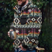 Men&#39;s Casual Flannel Fleece Sweatshirt Button Pocket Sweater - £31.08 GBP+