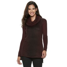 APT. 9 Tunic Knit Sweater - Removable cowl neck scarf Red Black Metallic - £39.92 GBP