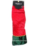 Christmas Shoppe Red Green Sparkling Velour/Velvet 48&quot; Christmas Tree Sk... - £39.08 GBP