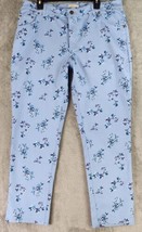 Woman Within Jeans Womens 16 Blue Denim Floral Cottagecore Straight Leg ... - $23.75