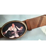 ELVIS PRESLEY &quot;The King&quot; Photo  Epoxy PHOTO MUSIC BELT BUCKLE &amp;Brown Bon... - $24.70