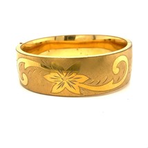 Vtg Sign 12k Gold Filled Victorian Design Floral Etch Hinge Bangle Bracelet sz 7 - £175.28 GBP