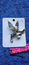 New Betsey Johnson Brooch Lapel Pin Hummingbird Black White Summer Collectible - $14.99