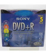 5 pack SONY DVD+R 120 min. 4.7 GB Color Collection Blank Recordable DVD - £14.86 GBP