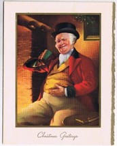 Vintage Hallmark Christmas Card Portly Victorian Man Drinking Paste On C... - $3.62