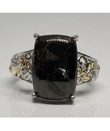 Matrix Silver Shungite 18K YG Plated / Platinum Bond Ring SZ 7 - $32.06 CAD