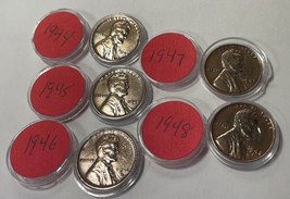  Lincoln Pennies Lot of 5/ 1944 1945 1946 1947 1948  / U.S. PENNY GROUP - £15.53 GBP