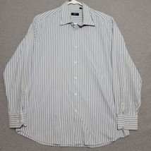 Hugo Boss Men&#39;s Dress Shirt Size 17 34-35 Gray Striped Long Sleeve Button Up - £20.67 GBP