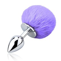 Anal Plug Trainer With Imitation Fluffy Soft Bunny Tail Stainless Steel Butt Plu - £18.79 GBP