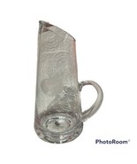 Vintage Etched Deer Stag Mini Pitcher Hand Blown Glass Clear Cabin Barware - $15.81