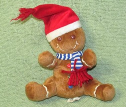 Fiesta Gingerbread Man Plush 7&quot; B EAN Bag Stuffed Doll Sitting Red Santa Hat Toy - £8.63 GBP