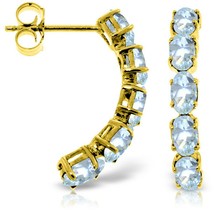 2.5 Carat 14K Solid Yellow Gold Natural Aquamarine Gemstone Stud Earrings - £361.91 GBP