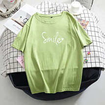 Green shirt word smile adorable women s cotton tee green 3xl shirts tops 574 thumb200
