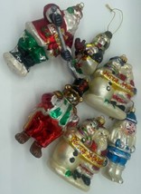 Vintage Lot Of 6 Hand Blown Glass Christmas Tree Ornaments Snowman Penguin Santa - £11.06 GBP