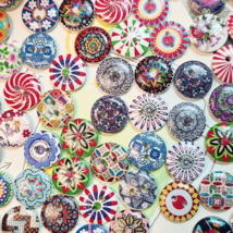 50pcs Colorful Boho Vintage Decorative Buttons for Sewing &amp; Crafts - £11.84 GBP