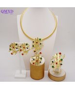 Dubai African Gold Color Jewelry Set Necklace Earrings Bracelet Ring Set... - £53.59 GBP