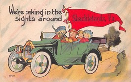 Shacklesford Va We&#39;re Taking In The Sights Family In Antique Car Postcard 1917 - £8.82 GBP