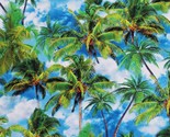 Cotton Palm Tree Paradise Palm Trees Summer Vacation Fabric Print BTY D6... - $15.95