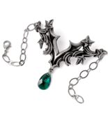 Alchemy Gothic Churchyard Ivy Leaves Baroque Chain Bracelet Green Crysta... - $75.15 CAD