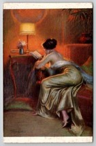 D Enjolras Sexy Woman In Boudoir Reading Journal Salon De Paris A/S Postcard A37 - £14.15 GBP