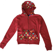UGP Sweets Womens Cropped Maroon Red Fruity Yummy Goodies Zip Up Hoodie NWT - $24.61
