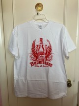 New Budweiser Beer King Of Beers Bottle Wings Logo White Men's  T-Shirt Large - $18.95