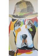 12" x 12" Painting On Wood ~ DOG WEARING HAT ~ Wall Decor ~ Home Decor (3) - $50.00