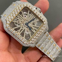 Cartier Skeleton Moissanite Studded Diamond Watch, Stainless Steel Watch - £1,287.58 GBP
