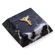 Black Zebra Marble Paperweight with Gold Plated &quot;Chiropractor&quot; - £28.38 GBP