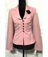 Ruby Rox Women 3 Pink Long Sleeve Button Up Blouse Shirt Blazer Jacket S... - £19.65 GBP