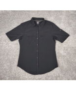 Exofficio Shirt Women Med Black Short Sleeve Roll Tab Light Stretch Fish... - £11.87 GBP