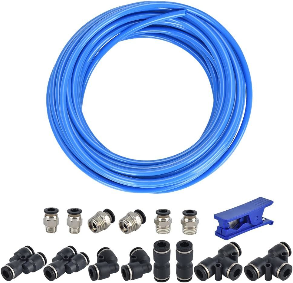 Air Line Tubing Kit, Cnaodun 1/4 Inch Od 1/6 Id 39.4Ft/12 Meter Blue Pne... - $39.94