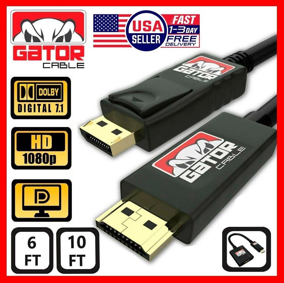 DisplayPort to HDMI Cable DP Adapter Converter Audio Video PC HDTV 1080P... - $8.99+