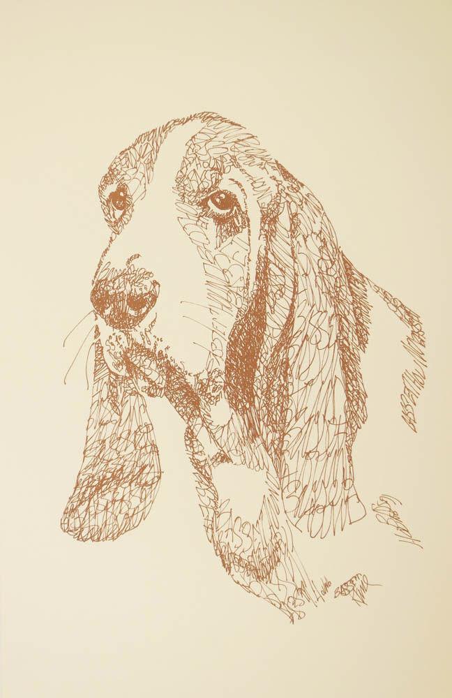 BASSET HOUND DOG ART #47 Stephen Kline draws dogs name free. DRAWN FROM WORDS - $49.45