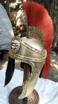 Halloween Roman Emperors Praetorian Guard Medieval Brass Helmet With Red Plume - £151.54 GBP