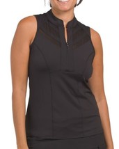 Nwt Ladies Lucky In Love Black Sleeveless Mock Golf Tennis Shirt L &amp; Xl - £31.26 GBP