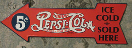 1990 27 Inch Arrow Coca Cola Sold Here Ice Cold Sign  - $37.01