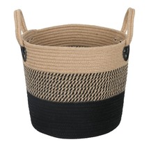14&quot;X12&quot; Natural Jute Rope Woven Storage Basket With Handles For Plant, Blankets, - £40.17 GBP