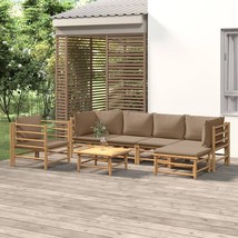  Garden Lounge Set Taupe Bamboo Moderate Modular - $17,127.12 MXN