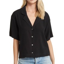 Madewell cropped resort button down black lusterweave shirt women Size XS - £29.88 GBP