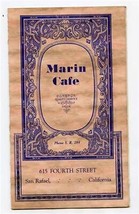 Marin Cafe Menu Fourth St San Rafael California Open All Night  - £76.66 GBP