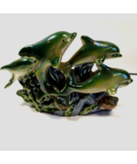 Three Pink Dolphins Statue Figurine Iridescent Lusterware Marine Nautical - €24,54 EUR
