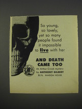 1956 Random House Book Advertisement - And Death Came Too by Anthony Gilbert - £14.46 GBP